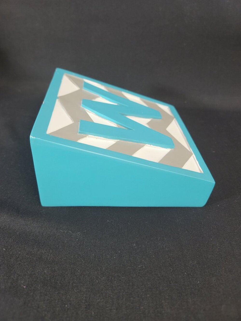 The Spring Shop Monogram W Aqua Chevron Decorative Block Spring 2014 - Picture 3 of 15